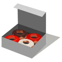 folding carton with doughnuts inside icon